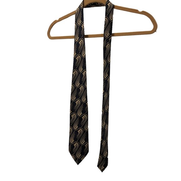 Christian Dior Paris France 100% SIlk blue Swirl print made in FRANCE tie - Picture 1 of 3